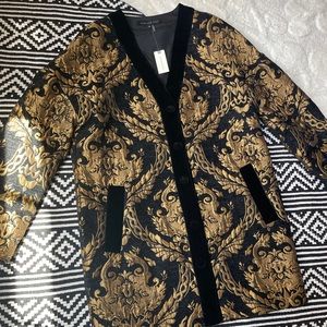 Anthropologie Jacquard Cocoon Car Coat